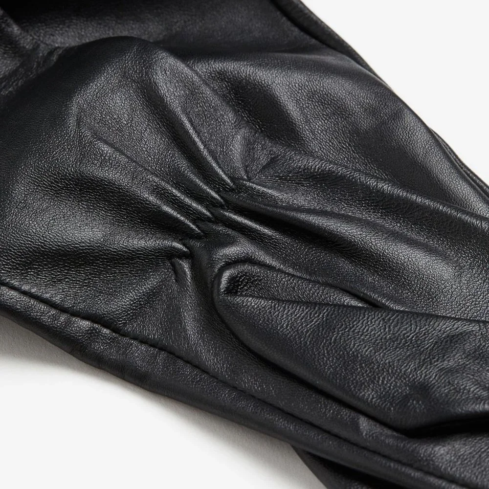 H&M Studio Collection 2023 Leather Evening Long Black Elbow Gloves‎ XS/S